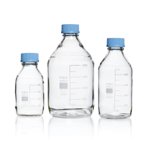 PYREX® Bottles, media-lab, with cap and pouring ring