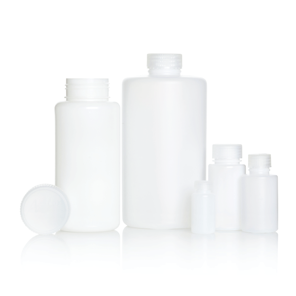 AZLON® Bottle, round, wide neck, HDPE
