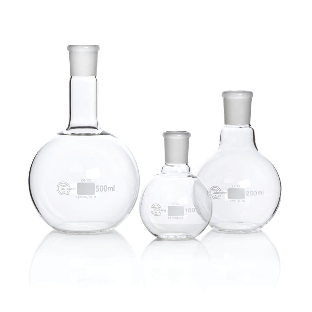 QUICKFIT® Flasks Flat Bottom, short neck, with standard ground joint