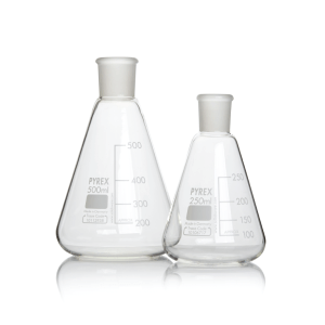 PYREX® Flasks, Erlenmeyer, graduated, with ground socket