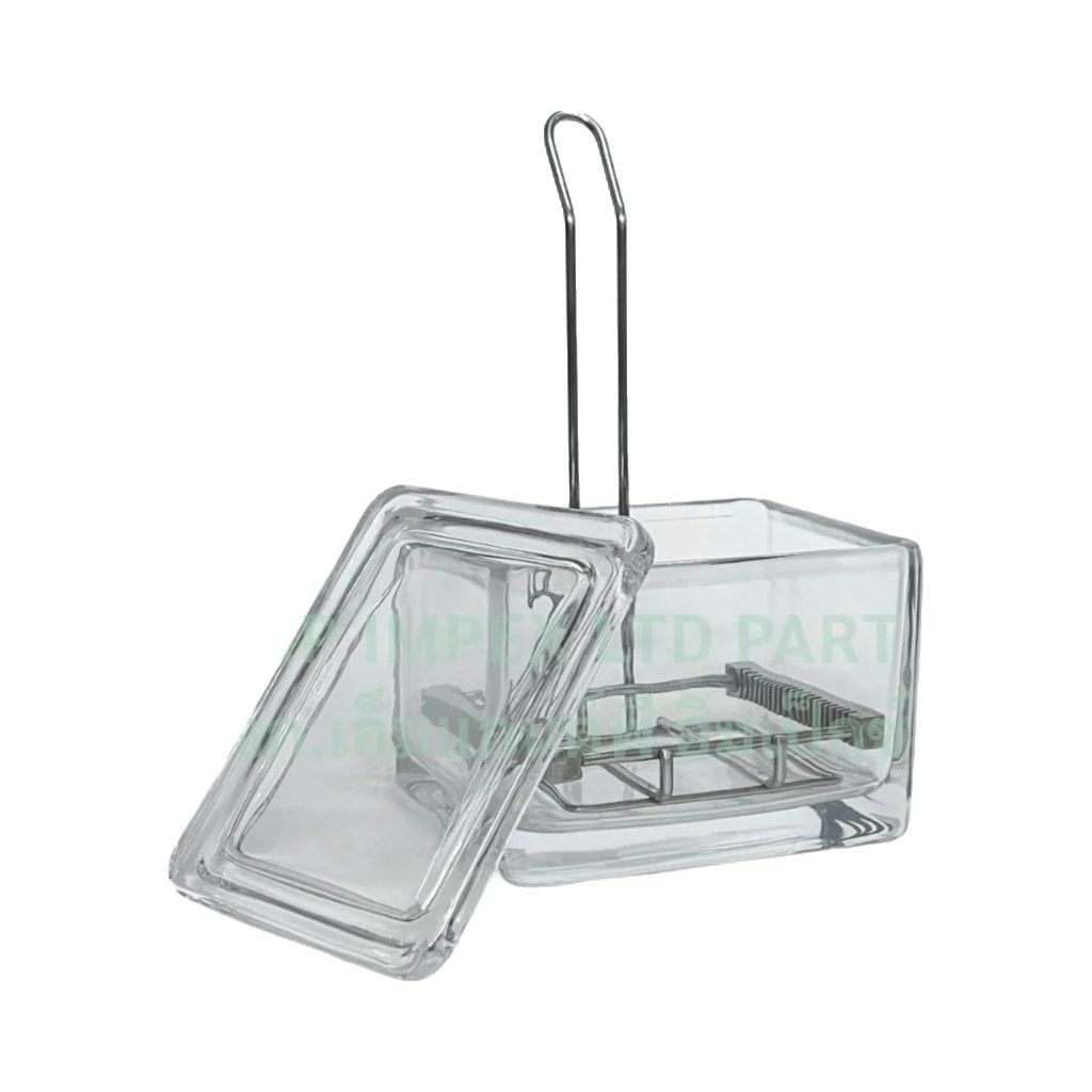 Staining Jar with Removable  Stainless Steel Slide Staining Rack, 20 slides