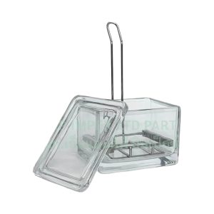 Staining Jar with Removable  Stainless Steel Slide Staining Rack, 20 slides
