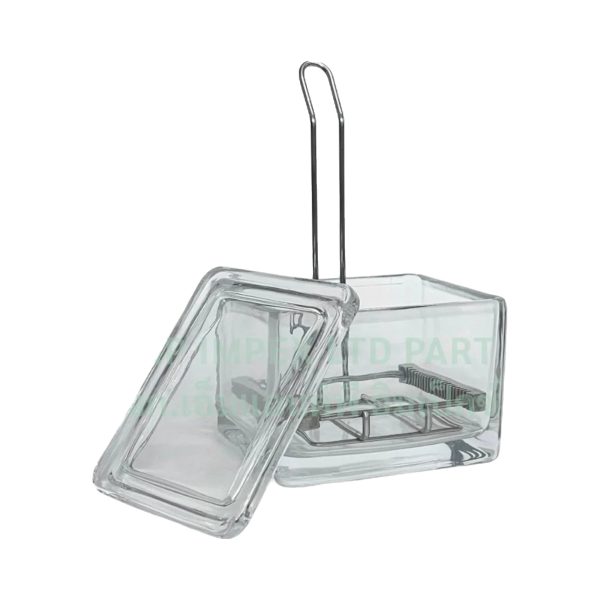 Staining Jar with Removable  Stainless Steel Slide Staining Rack, 20 slides