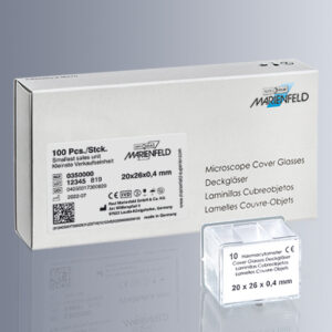 Cover glasses 0.4 mm for counting chambers and haemacytometers, 20 x 26 mm - Image 1