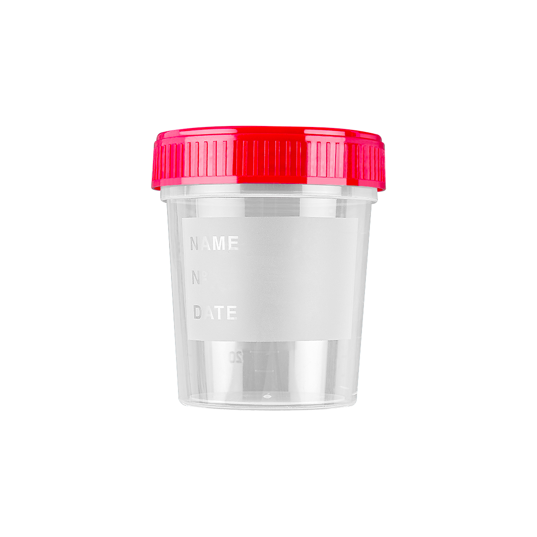 Urine container with writing surface with screw cap - Image 1