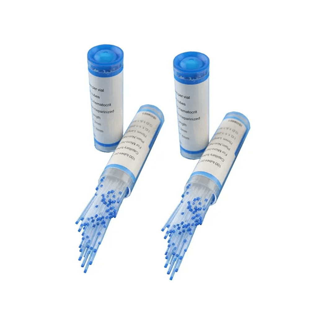 Micro-Hematocrit Capillary Tubes plain Non-heparinized blue top, 75 mm
