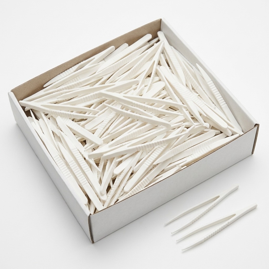 Polypropylene Plastic Tweezers, White